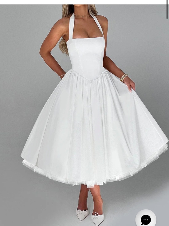 babyboo Dresses & Skirts - Classic White Halter Tea-Length Wedding Dress